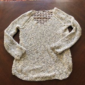 Poof! Cream Lattice Back Top with Cream/Blue front